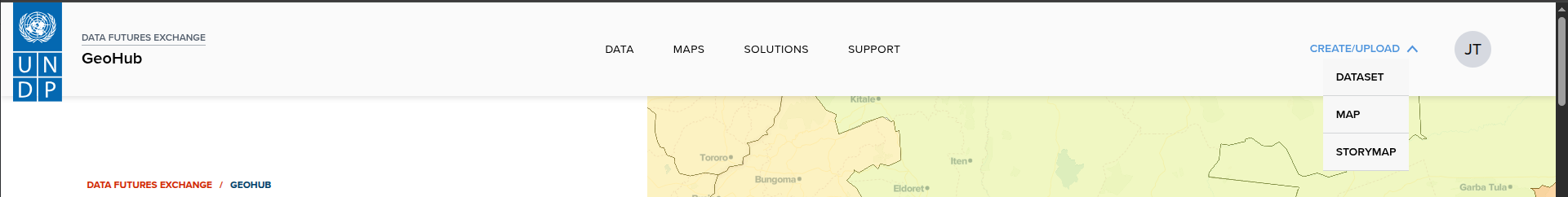 Create storymap from top bar menu