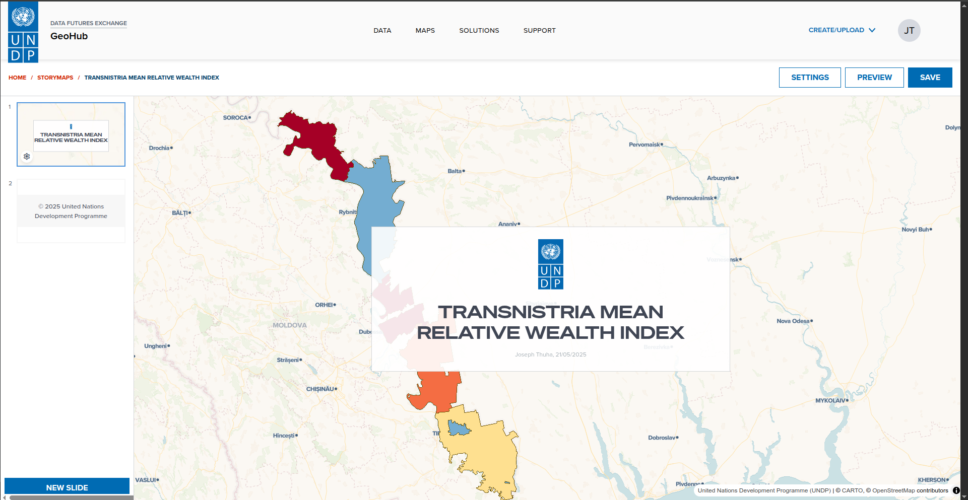 Storymaps page with title of map applied as title of storymap